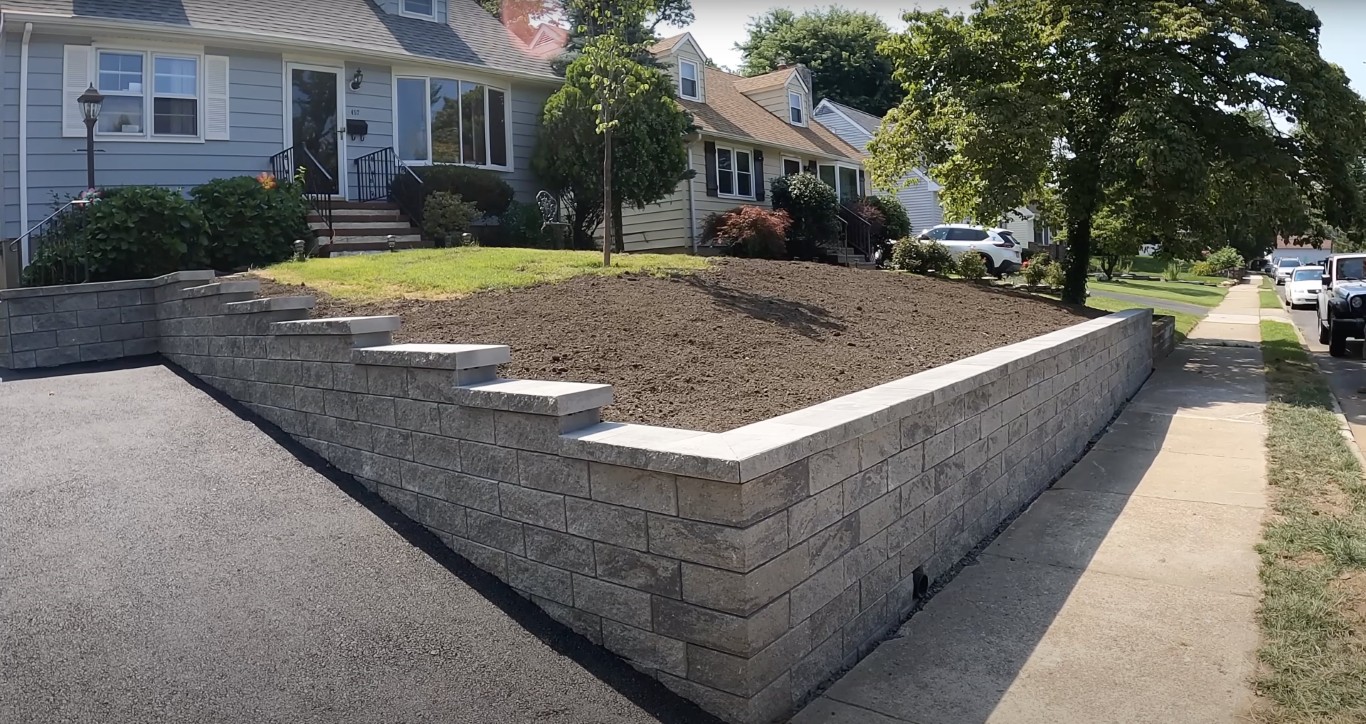 Multi-tiered retaining wall construction in St. Cloud, MN